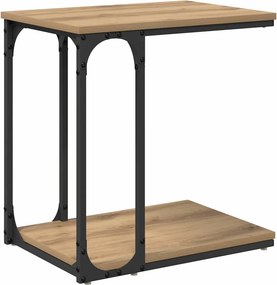 vidaXL Oldal asztal polcokkal Artisan tölgy 50 x 35 x 52 cm Faanyag