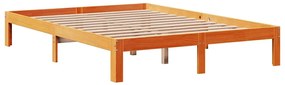 viaszbarna tömör fenyőfa ágykeret fiókokkal 120 x 200 cm