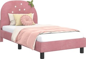 vidaXL Gyerekágy kerettel fejtámlával Rózsaszín 80 x 160 cm Bársony