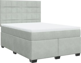 vidaXL világosszürke bársony rugós ágy matraccal 160x200 cm