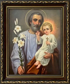 Vászonkép 31x26 Szent József Jézus Díszített Keret