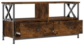 füstös tölgy színű szerelt fa és vas TV-szekrény 90x33x45 cm