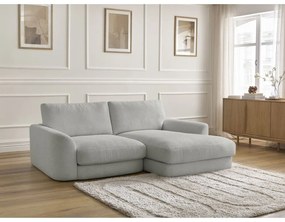 Világosszürke buklé sarokkanapé (jobb oldali-heverő résszel) Leonore – Bobochic Paris