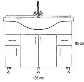 Bianca Plus 105 alsó szekrény mosdóval