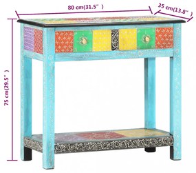 kézzel festett tömör mangófa tálalóasztal 80 x 35 x 75 cm