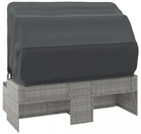 3-személyes szürke polyrattan kanapé tetővel és lábtartóval