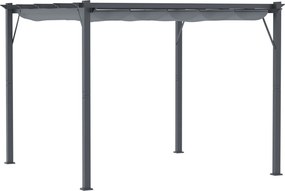 Outsunny Pergola Pavilon Teraszi Fedél Csúszó Tetővel Kert Aluminium Antracit Szürke + Sötét Szürke 3x3x2.23m | Aosom