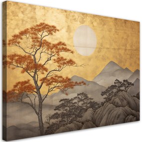Gario Vászonkép Arany hegyi táj Japánban Méret: 60 x 40 cm