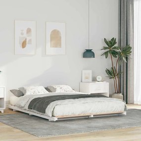 Földi ágykeret Fehér 150 x 200 cm Tömör fenyőfa