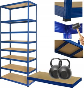 Tárolószekrény fém állvány Helios 270x75x60cm 8Px275kg Tömör Kék