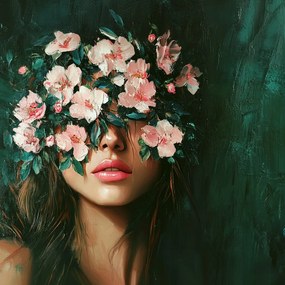 Vászonkép Canvas Portré Figura Nő Lány Virágok 80x80