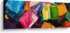 Kép - Színes kockák (órával) (90x30 cm)
