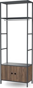 Irodai polc nyitott ruhaakasztó rúddal, recepcióra és váróterembe, fém, antracit/dió, 800x2200x400 mm: ARIEL Eco Design