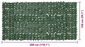 sötétzöld leveles erkélyparaván 300 x 150 cm