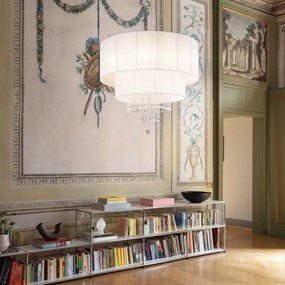 Ideal Lux - Kristály csillár zsinóron OPERA 10xE27/60W/230V átm. 90 cm fehér