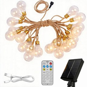 Napelemes lámpák Girland kertbe Izzók fénylánc 20LED 12.5M