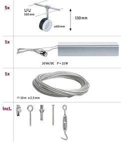 Paulmann 94457 - 5xLED/4W CLEAR spotlámpa szett drótkötél-rendszerhez 230V