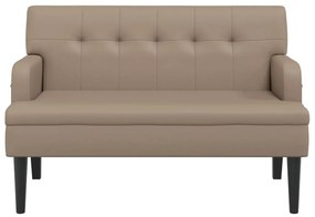 cappuccino-színű műbőr pad háttámlával 112x65,5x75 cm