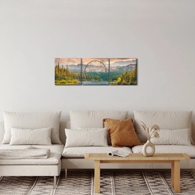 Egy kép a hegyi folyó és a hegyek (órával) (90x30 cm)
