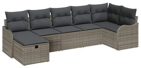 vidaXL Kanapé Szett párnával tárolóval 7 pcs Szürke polirattan