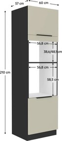 Magas szekrény sütőhöz és mikrohullámú sütőhöz, kasmír/fekete, ARAKA 60 DPM-210 2F
