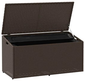 barna polyrattan kerti tárolóláda 110x50x58 cm