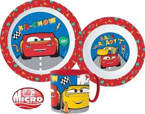 Disney Verdák Lets Race étkészlet, micro műanyag szett bögrével 265 ml