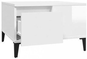 magasfényű fehér szerelt fa dohányzóasztal 55 x 55 x 36,5 cm