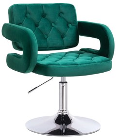HR8403N Sötétzöld modern velúr szék krómozott lábbal