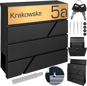 Személyre Szabható Fekete Postaláda Arany Tábla És Mtec Szám