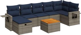 vidaXL 8 részes szürke polyrattan kerti ülőgarnitúra párnákkal