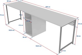 Twin Study Desk - antracit/fekete íróasztal