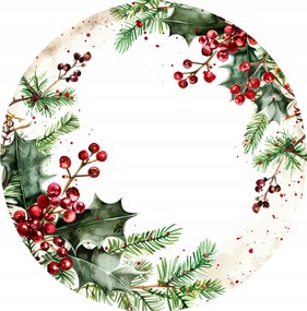 Tányéralátétek Karácsonyi magyal és tűlevelek díszítő mintája