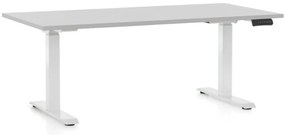 Állítható magasságú asztal OfficeTech D, 160 x 80 cm, fehér alap, világos szürke