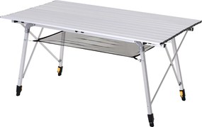 Outsunny Piknik Összecsukható Asztal, Hordozható Kempingasztal Állítható Magassággal, Hordtáskát Tartalmaz, Alumínium, Ezüst, 120 x 69 x 59-78 cm | Ao
