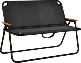 Outsunny Kétfős Kerti Pad, Összecsukható Kemping Pad, 220 kg Teherbírással, Kempinghez, Teraszhoz, Hálós, Fekete, 108 x 65 x 73 cm | Aosom