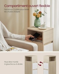 Éjjeliszekrény, 2 fiók, nyitott rekesz,natúr bézs, felhőfehér