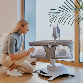 Lionelo - BELLA 2 az 1-ben zenélő babahinta Grey Concrete + távirányító