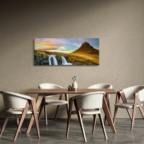 Kép a hegyekről és vízesésekről Izlandon (120x50 cm)
