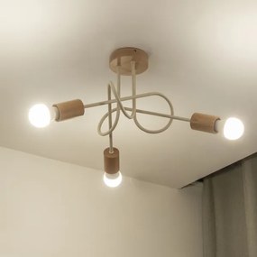 Felületre szerelt csillár OXFORD 3xE27/15W/230V fenyő/krémszínű