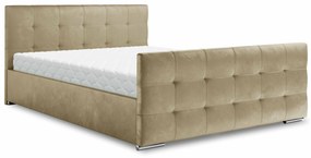 Franciaágy 140 cm Billie (bézs) (ágyráccsal és tárolóhellyel). 1046822