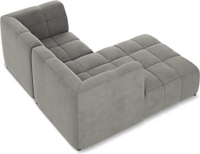 Szürke bársony sarokkanapé (bal oldali-heverő résszel) Aloha – Makamii