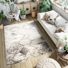 PETRA Modern dizájnos barna szőnyeg geometrikus mintával Szélesség: 140 cm | Hossz: 200 cm