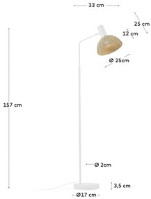 Natúr színű állólámpa rattan búrával (magasság 157 cm) Damila – Kave Home