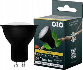 Led izzó 6.5W GU10 3000K 520lm fekete