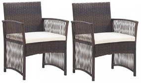 2 db barna polyrattan kerti karosszék párnákkal