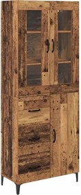 vidaXL Magasfiú Falra szerelhető Öreg fa 69,5 x 34 x 180 cm Faanyag