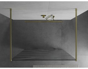 Mexen Kioto, Walk-In zuhany paraván 120 x 200 cm, 8 mm átlátszó üveg fehér mintás, arany matt profil, 800-120-002-55-97