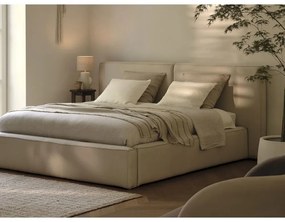 Bézs kárpitozott franciaágy tárolóhellyel, ágyráccsal 180x200 cm Arendal – Cosmopolitan Design