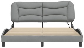 világosszürke szövet ágykeret LED-es matrac nélkül 160 x 200 cm